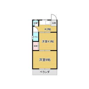 地下鉄名城線 茶屋ケ坂駅 徒歩19分 2階建 築55年(2K/2階)の間取り写真
