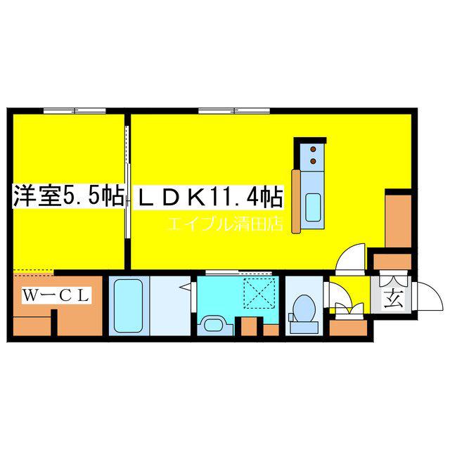 LUSSOVITA(1LDK/3階)の間取り写真