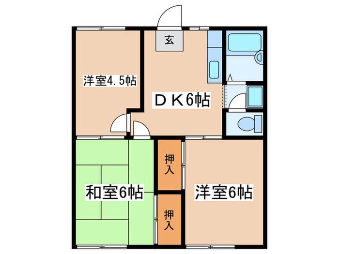 ファミーユK(3DK/1階)の間取り写真