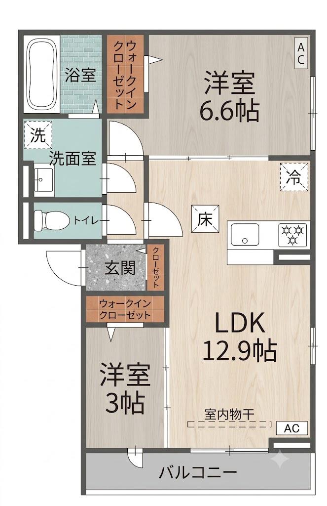 DPAINA小杉陣屋町102(2LDK/1階)の間取り写真