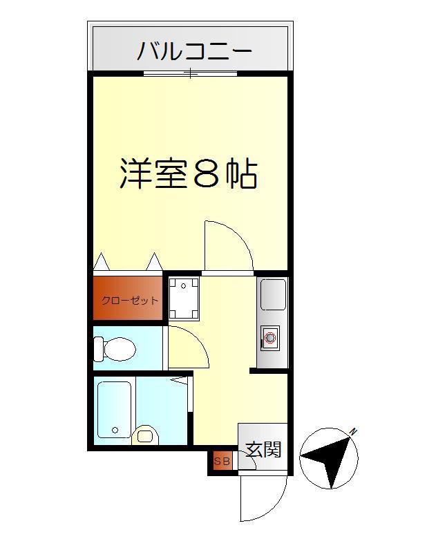 呉中央682(1K/3階)の間取り写真