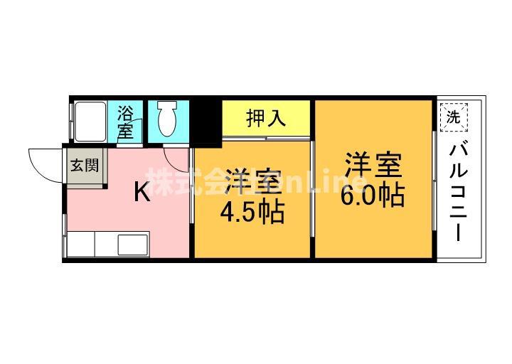 シャルム冨士(2K/5階)の間取り写真