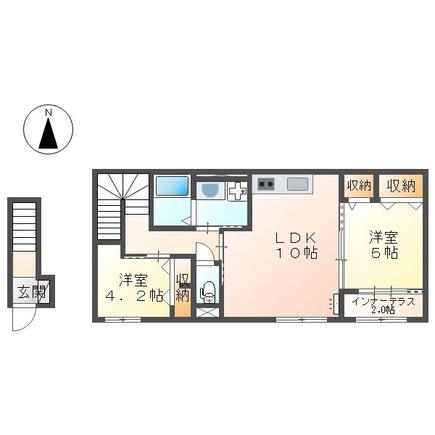 モイス・シャーム宮前(2LDK/2階)の間取り写真