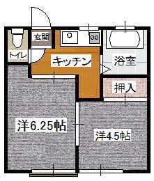 グリーン中居(2K/2階)の間取り写真