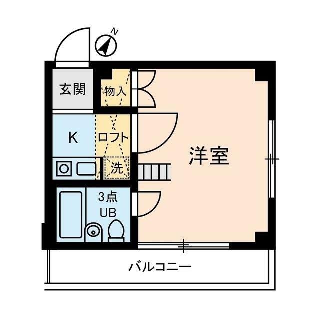 イリス三田(1K/2階)の間取り写真