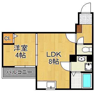 PLATINO片野(1LDK/3階)の間取り写真