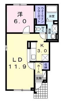 チェリーブロッサム(1LDK/1階)の間取り写真