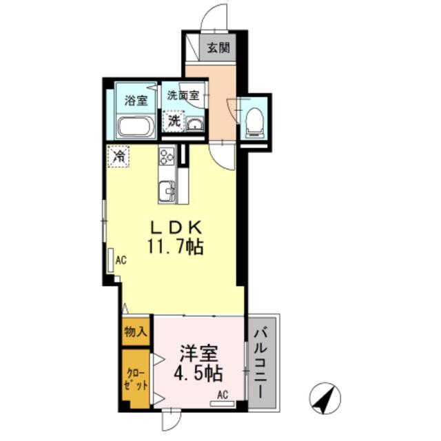 クレール(1LDK/2階)の間取り写真