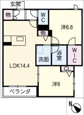 フェリーチェ(2LDK/3階)の間取り写真