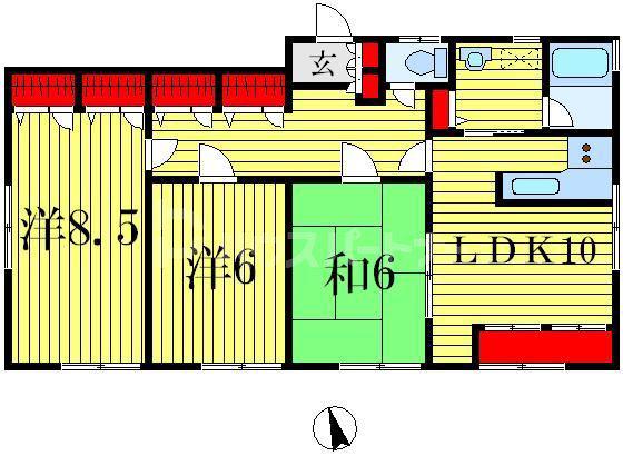 上信マンション(3LDK/3階)の間取り写真