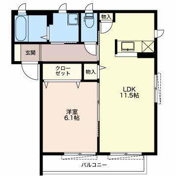 サン・フィオーレI(1LDK/1階)の間取り写真