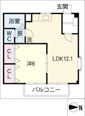 ジュネスAN(1LDK/2階)の間取り写真