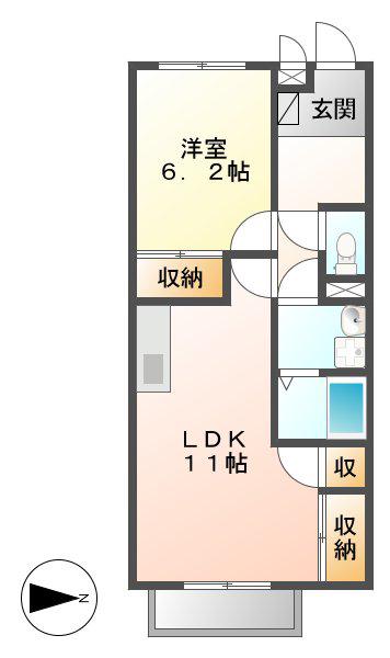 パストラルM(1LDK/2階)の間取り写真