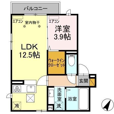 NK香取(1LDK/1階)の間取り写真