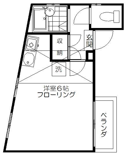 ハウスメイ(1K/2階)の間取り写真