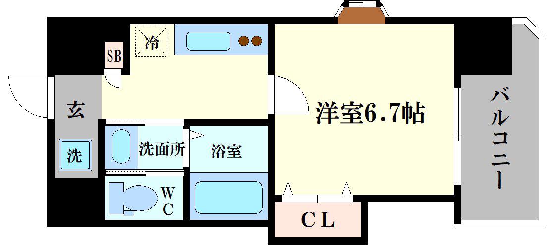 ラグゼドーム前I(1K/2階)の間取り写真