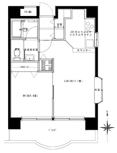 シルクガーデン(1LDK/5階)の間取り写真