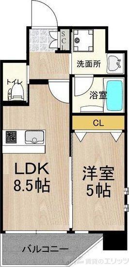プレジオ江坂II(1LDK/6階)の間取り写真