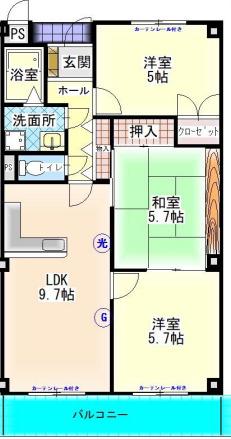 アカンサス弐番館(3LDK/1階)の間取り写真