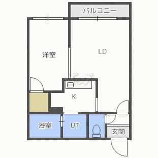 TURAN旭町I(1LDK/4階)の間取り写真