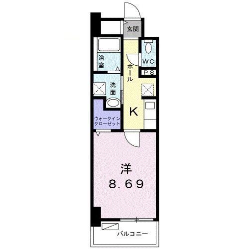 クラール上福岡(1K/6階)の間取り写真