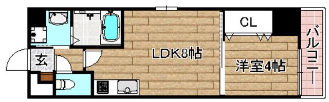 プレステージV京口(1LDK/6階)の間取り写真