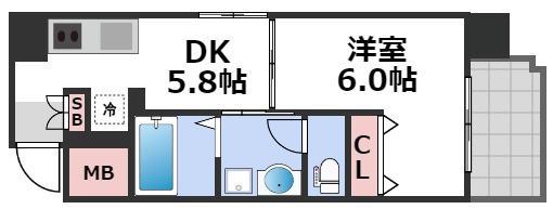 GALLERY谷町(1DK/3階)の間取り写真