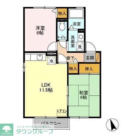 クレスト(2LDK/2階)の間取り写真