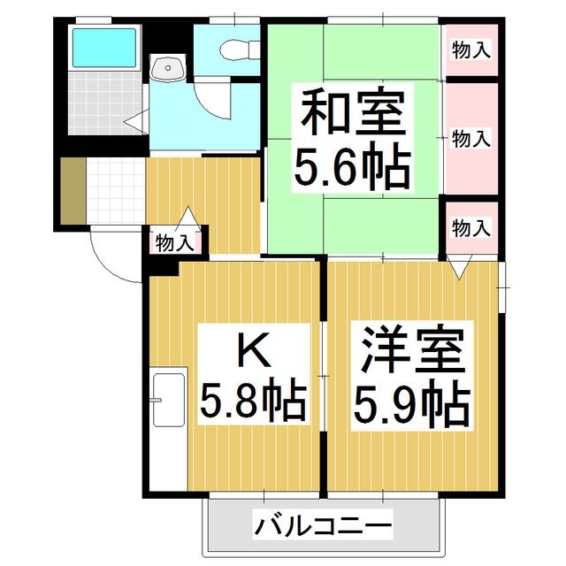 フレグランス高森 B(2K/1階)の間取り写真