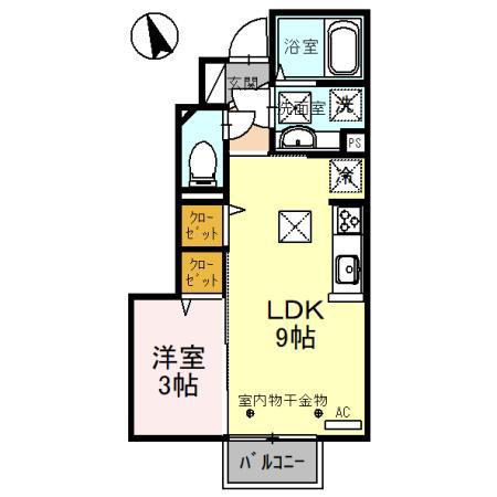 グレーシアタウン木崎 B棟(1LDK/1階)の間取り写真