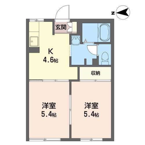 ディアス田園 I(2K/1階)の間取り写真