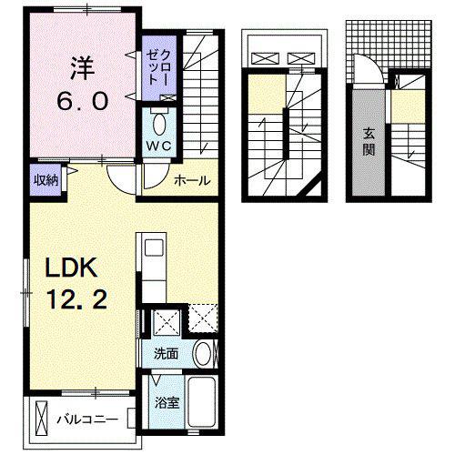 サンループ クワトロ(1LDK/3階)の間取り写真