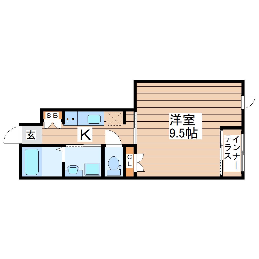 JR東北本線 名取駅 徒歩14分 2階建 築2年(1K/1階)の間取り写真