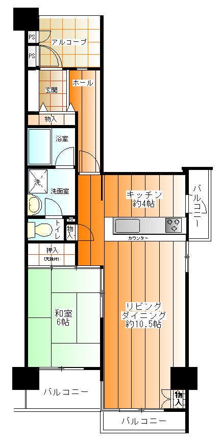 サンスクエア川崎5号棟(1LDK/12階)の間取り写真