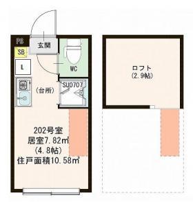ハーモニーテラス久我山II(ワンルーム/2階)の間取り写真