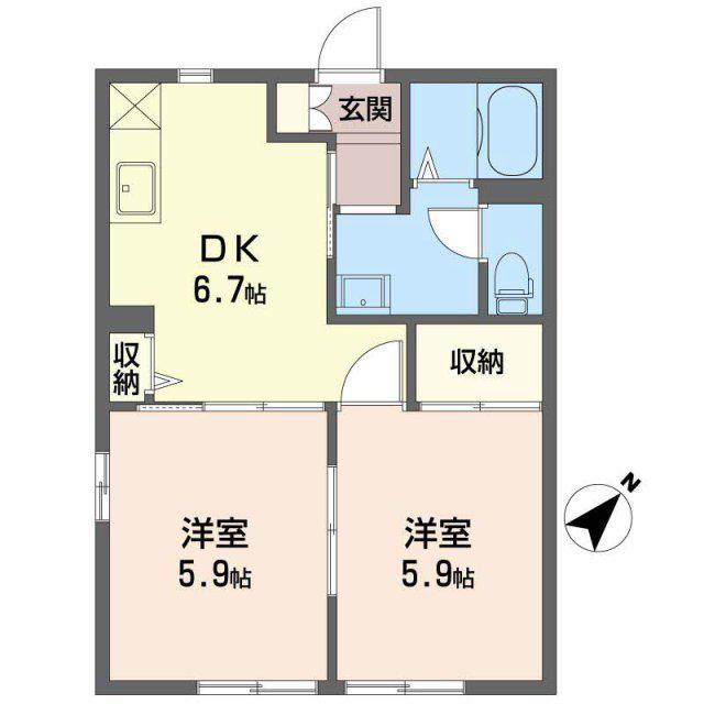 ディアス北村(2DK/1階)の間取り写真