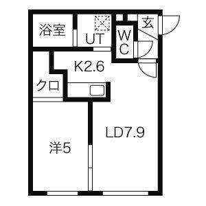 G・AMENITIES南4条(1LDK/3階)の間取り写真