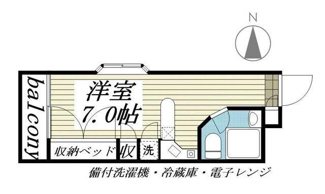 ラ・パルフェド・コントゥール(ワンルーム/1階)の間取り写真
