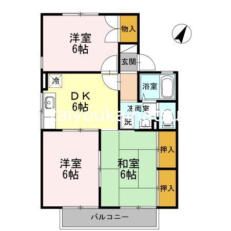 セジュール南洲(3DK/2階)の間取り写真