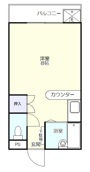 プリンスヴィラ(1K/2階)の間取り写真