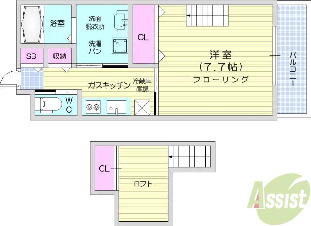 ブランニューⅡ番館(1K/2階)の間取り写真