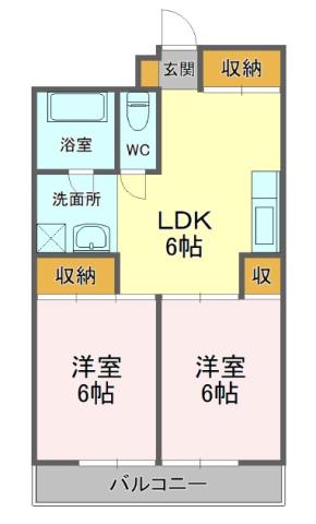 マンション豊城(2DK/2階)の間取り写真