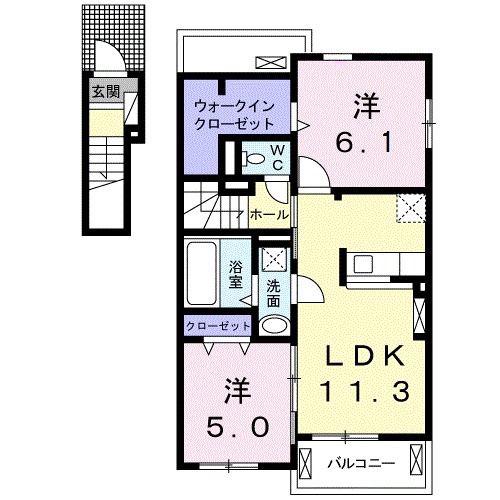 アッティラS II(2LDK/2階)の間取り写真