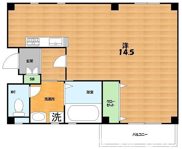 シャンテー私部(ワンルーム/3階)の間取り写真