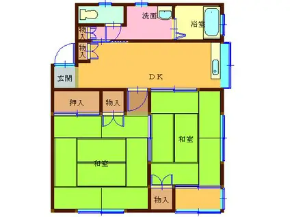 ハイツヤマト202(2DK/2階)の間取り写真
