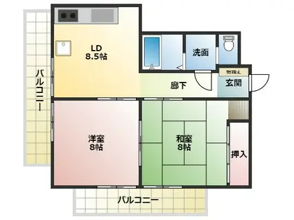 あづみマンション(2LDK/4階)の間取り写真