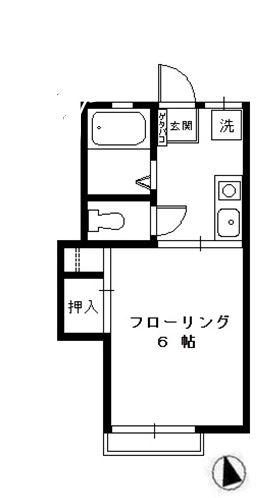 プラムヴィレッジ(1K/1階)の間取り写真