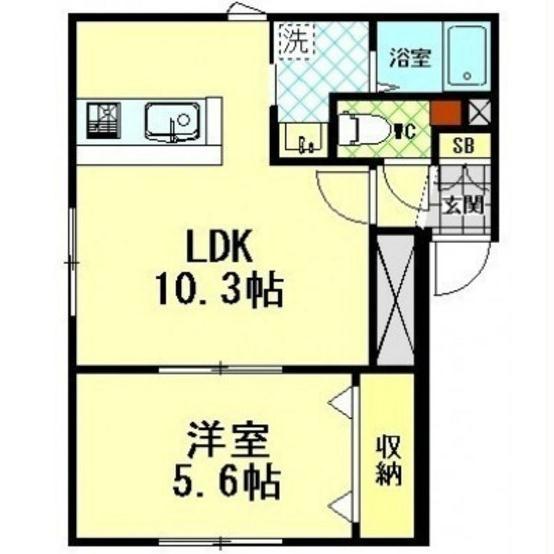 ラルーナ(1LDK/1階)の間取り写真