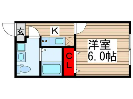 ソランジュ鎌ヶ谷(1K/2階)の間取り写真