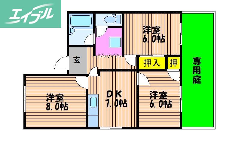 コーポA(3DK/1階)の間取り写真